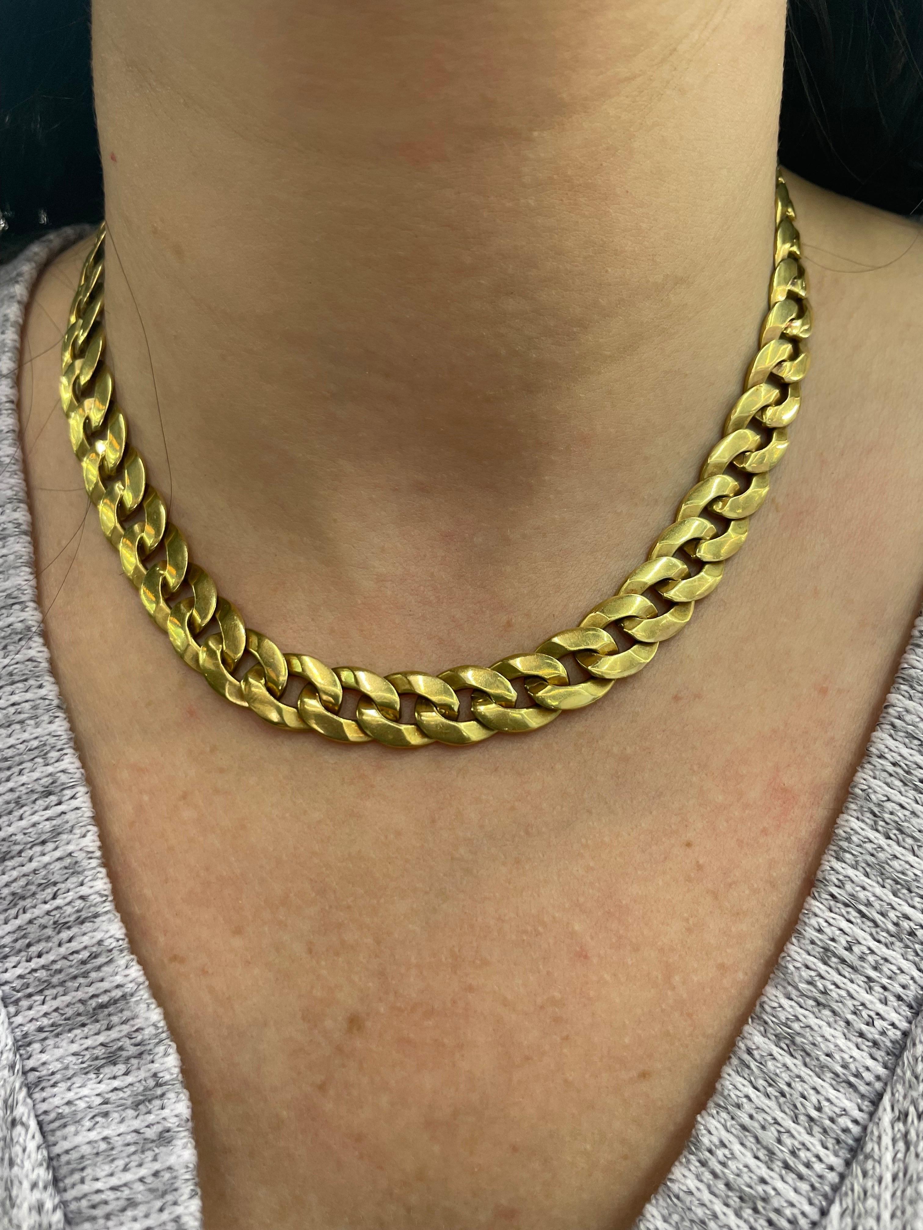 18 Karat Yellow Gold Cuban Link Necklace 86.3 Grams 16.4 Inches For Sale 5