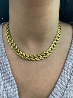 Collar de Eslabones Cubanos de Oro Amarillo de 18 Kilates 86,3 Gramos 16,4 Pulgadas