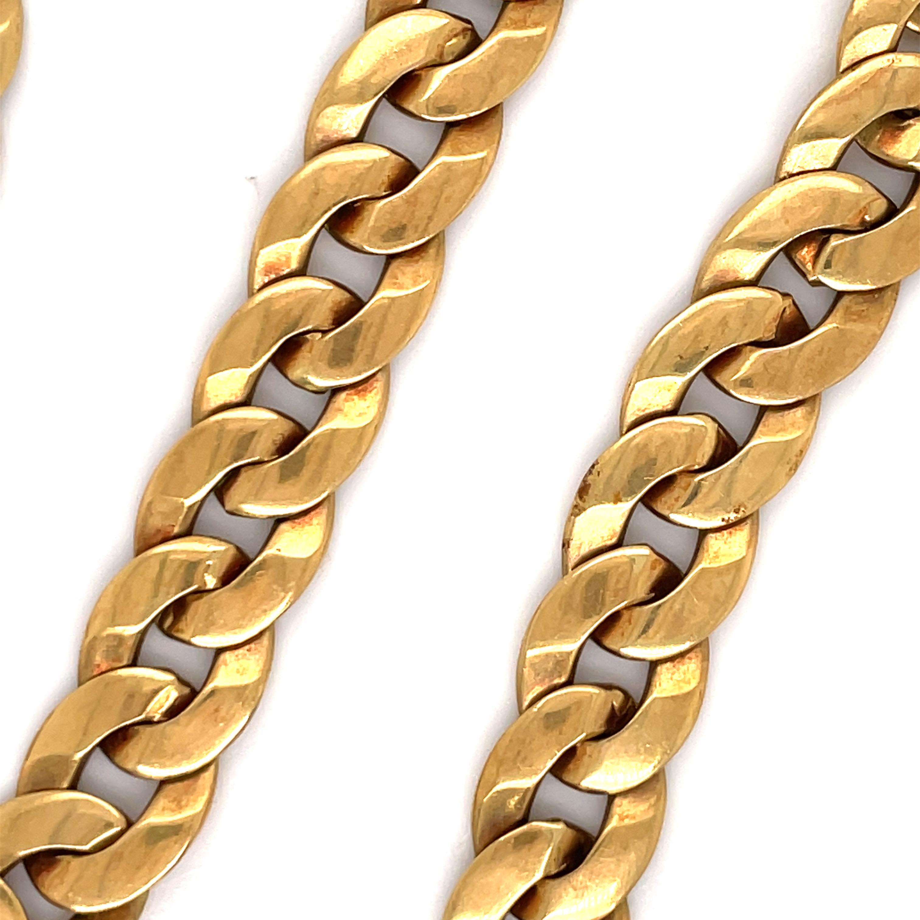 18 Karat Yellow Gold Cuban Link Necklace 86.3 Grams 16.4 Inches In Excellent Condition For Sale In New York, NY