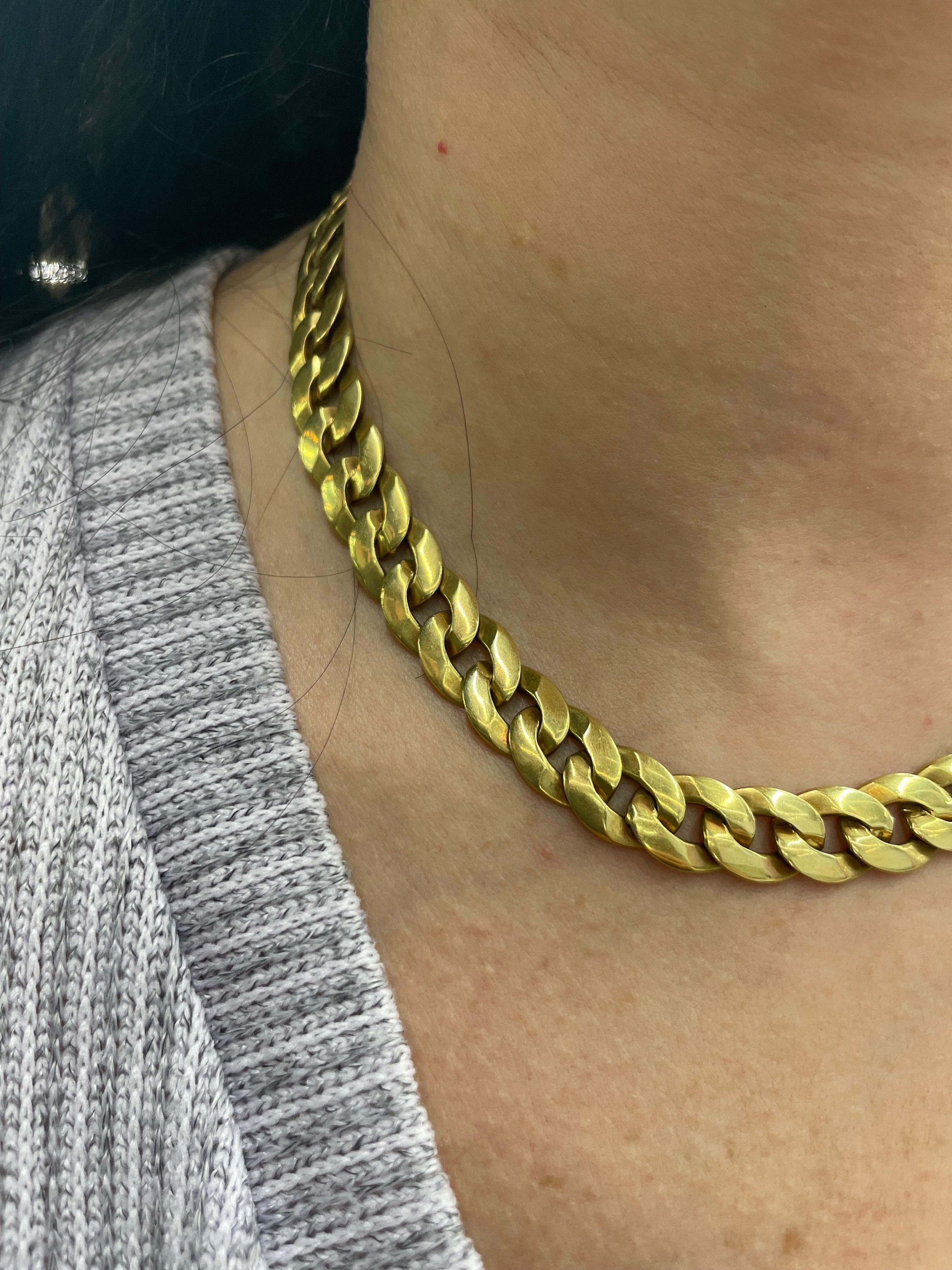 18 Karat Yellow Gold Cuban Link Necklace 86.3 Grams 16.4 Inches For Sale 2