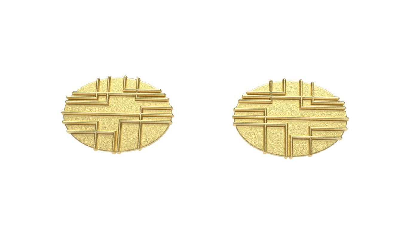 18k Yellow 90 Degrees Cufflinks  Lines at 90*  CK-013 , Inspired from a rectangle design I made years ago. Architecture and Asymmetry combined for  simple lines. Offered in matte gold finish.
These are made to order . Please allow 4 weeks delivery.