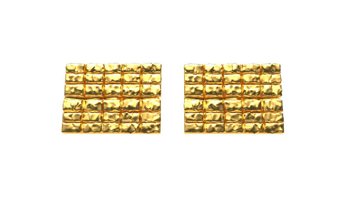 Contemporary 18 Karat Yellow Gold Molten Melting Cufflinks For Sale