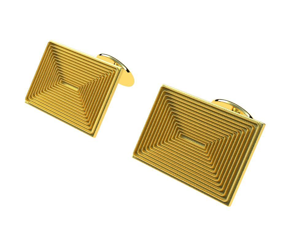 Contemporary 18 Karat Yellow Gold Optical Art Cufflinks For Sale