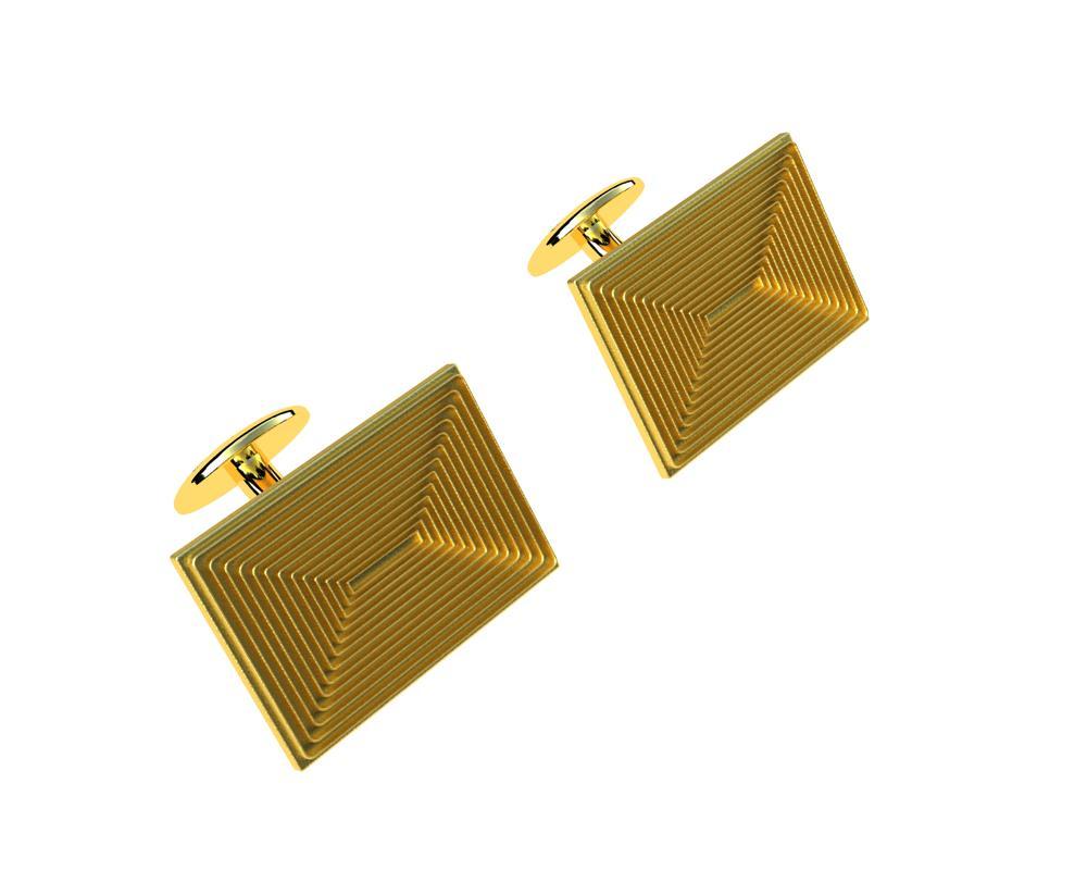 18 Karat Yellow Gold Optical Art Cufflinks In New Condition For Sale In New York, NY