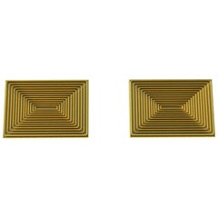 18 Karat Yellow Gold Optical Art Cufflinks