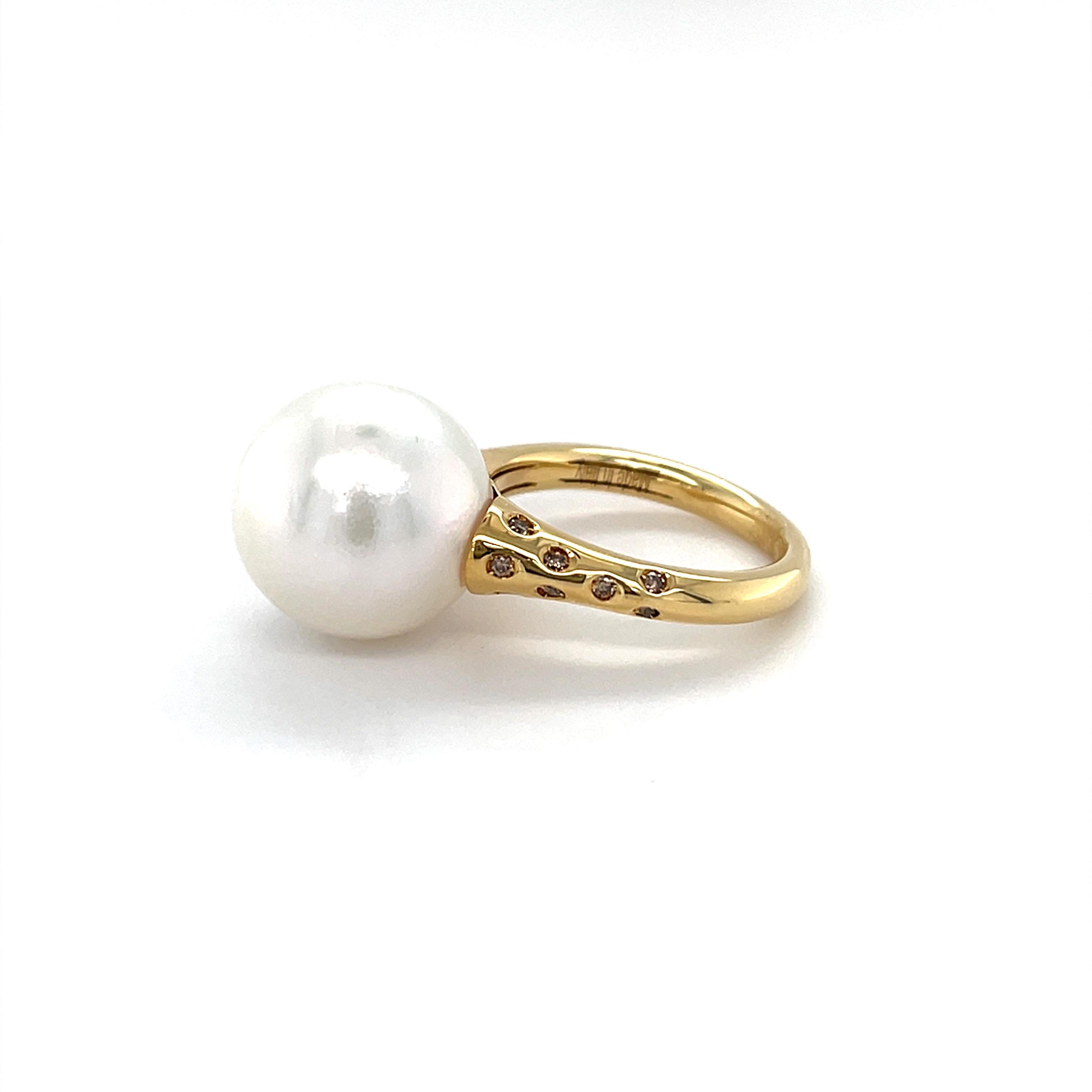  Bague cocktail en or jaune 18 carats avec culture des mers d'Australie du Sud Pour femmes 