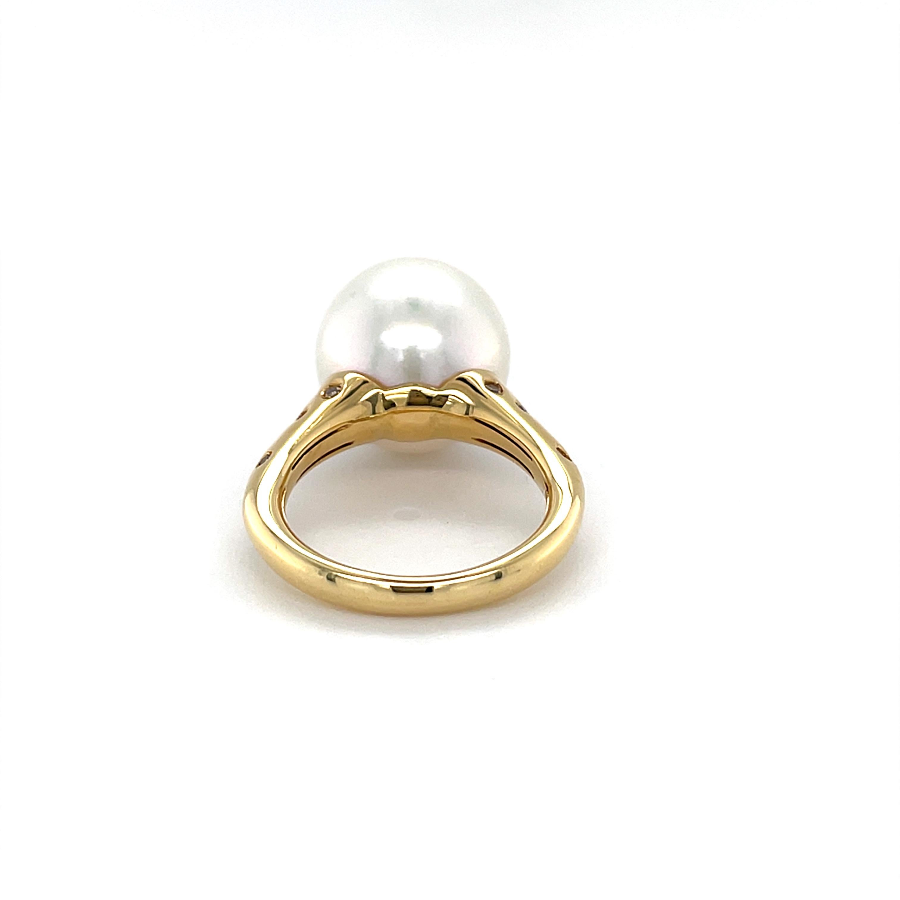 Bague cocktail en or jaune 18 carats avec culture des mers d'Australie du Sud 1