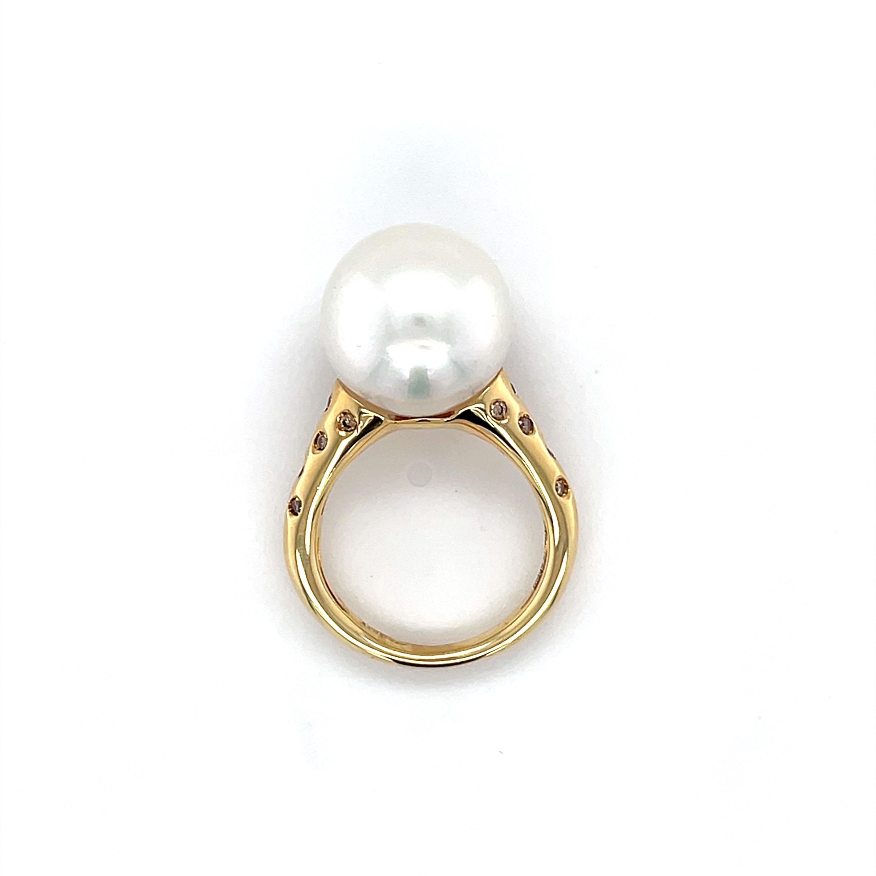 Bague cocktail en or jaune 18 carats avec culture des mers d'Australie du Sud 2