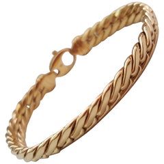 18 Karat Yellow Gold Curb Link Bracelet, Lobster Claw, 23.4gr