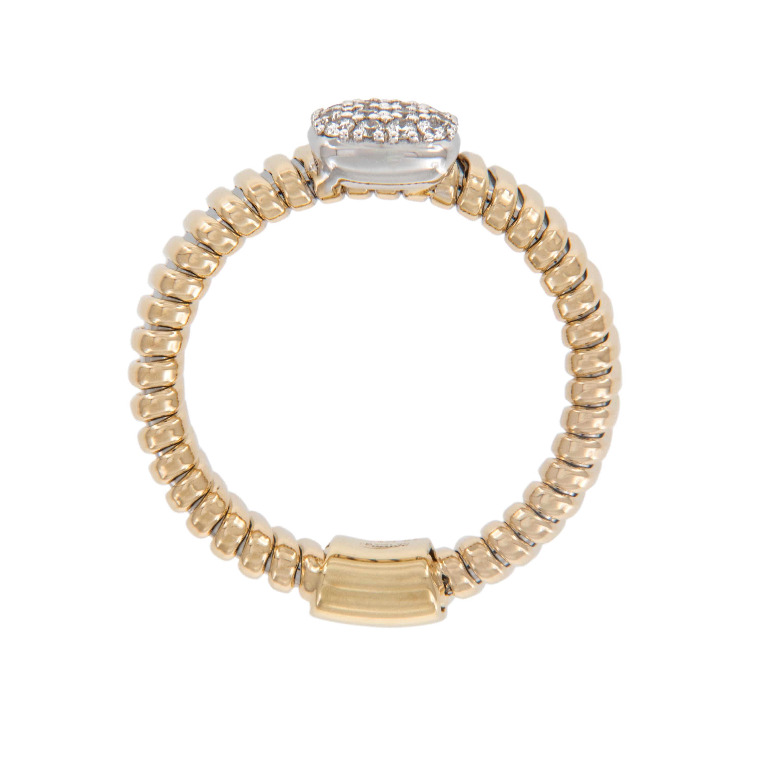 Round Cut 18 Karat Yellow Gold Cushion Shape Diamond Pave' Flexible Ring For Sale