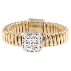18 Karat Yellow Gold Cushion Shape Diamond Pave' Flexible Ring