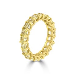 18 Karat Yellow Gold Cushion Yellow Diamonds Eternity Ring '3 1/2 Carat'
