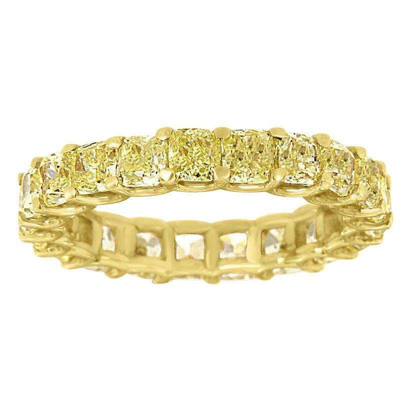 18 Karat Yellow Gold Cushion Yellow Diamonds Eternity Ring '3 1/2 Carat'