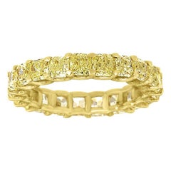 18 Karat Yellow Gold Cushion Yellow Diamonds Eternity Ring '3 1/2 Carat'