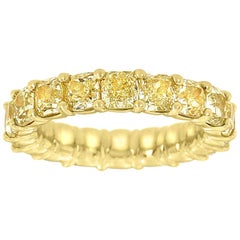 18 Karat Yellow Gold Cushion Yellow Diamonds Eternity Ring '7.5 Carat'
