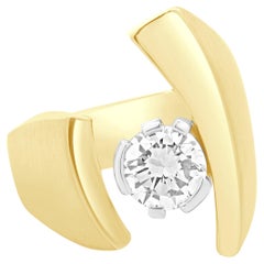 18 Karat Yellow Gold Custom Designed Round Brilliant Cut Diamond Engagement Ring