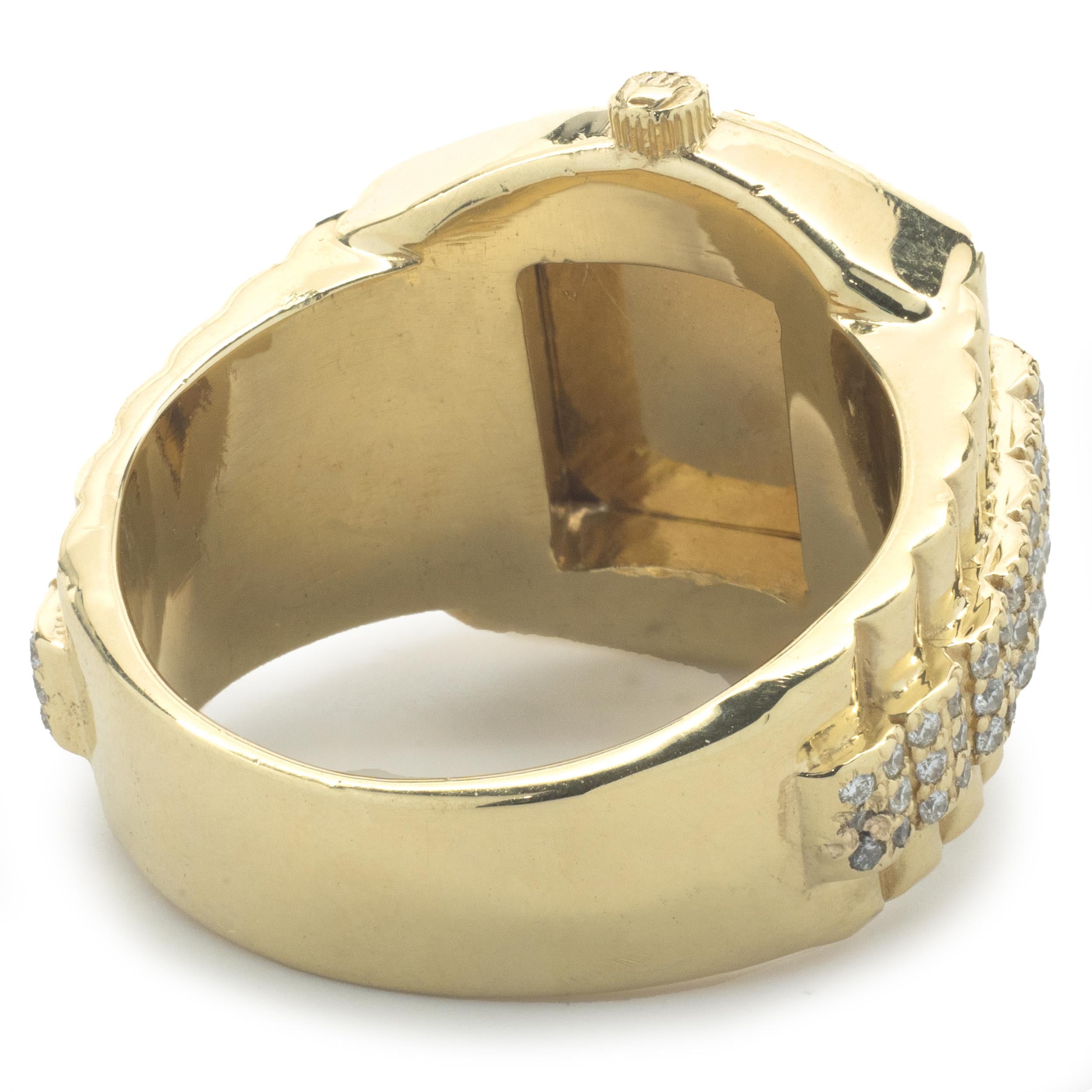 Round Cut 18 Karat Yellow Gold Custom Diamond Crown Ring