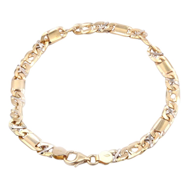 18 Karat Yellow Gold Custom Link Bracelet For Sale at 1stDibs | cuban ...