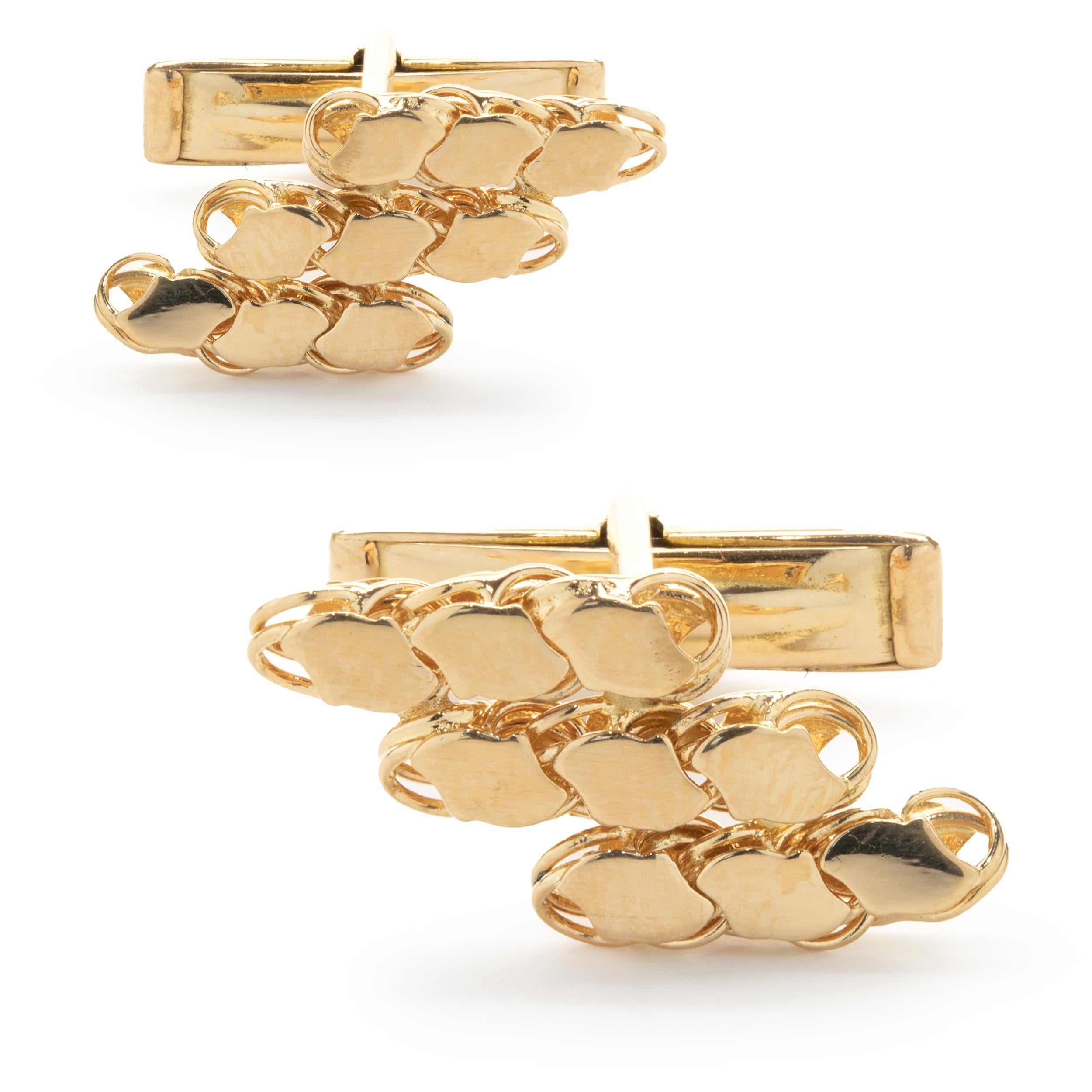 18 Karat Yellow Gold Custom Link Nugget Style Cufflinks In Excellent Condition For Sale In Scottsdale, AZ