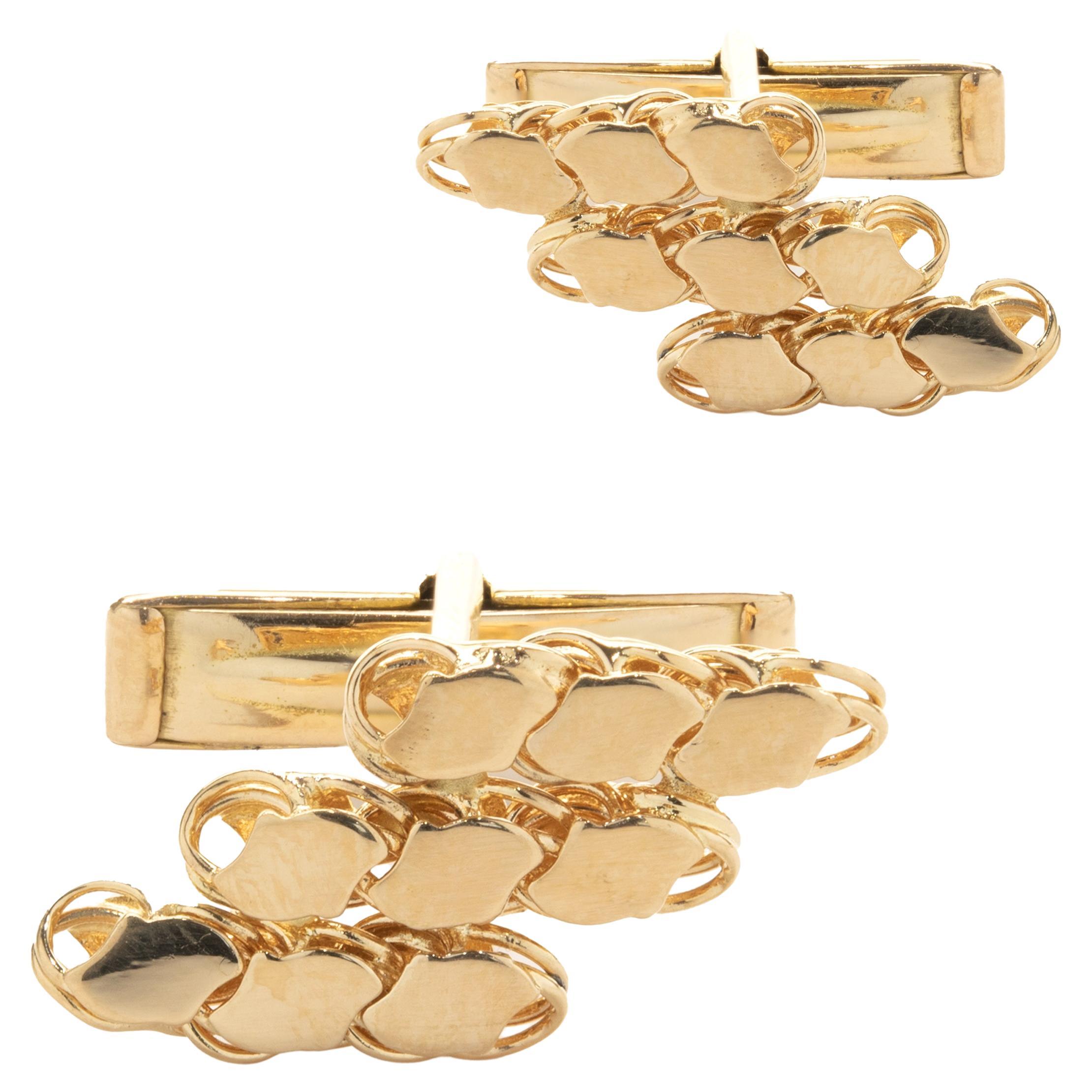 18 Karat Yellow Gold Custom Link Nugget Style Cufflinks For Sale