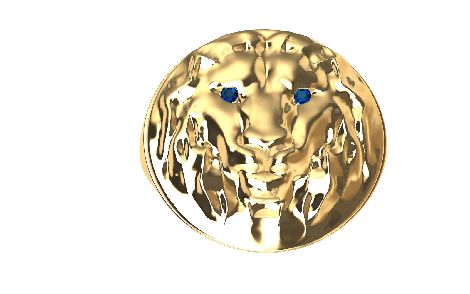 18 Karat Yellow Gold Custom Womens Leo Lion Signet Ring For Sale 1
