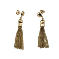 18 Karat Yellow Gold Dangle Chain Tassel Earrings #21224