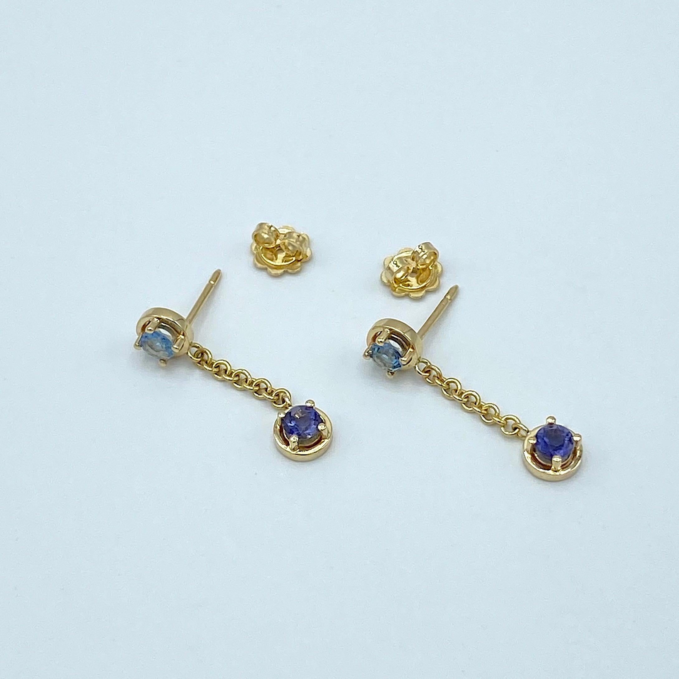 These earrings are one of the first pieces of the new color line.
They can be combined with some rings available in this shop (as you see in one of the images of this item)
They are handmade and the chain that connects the two stones is 1.5 cm long.