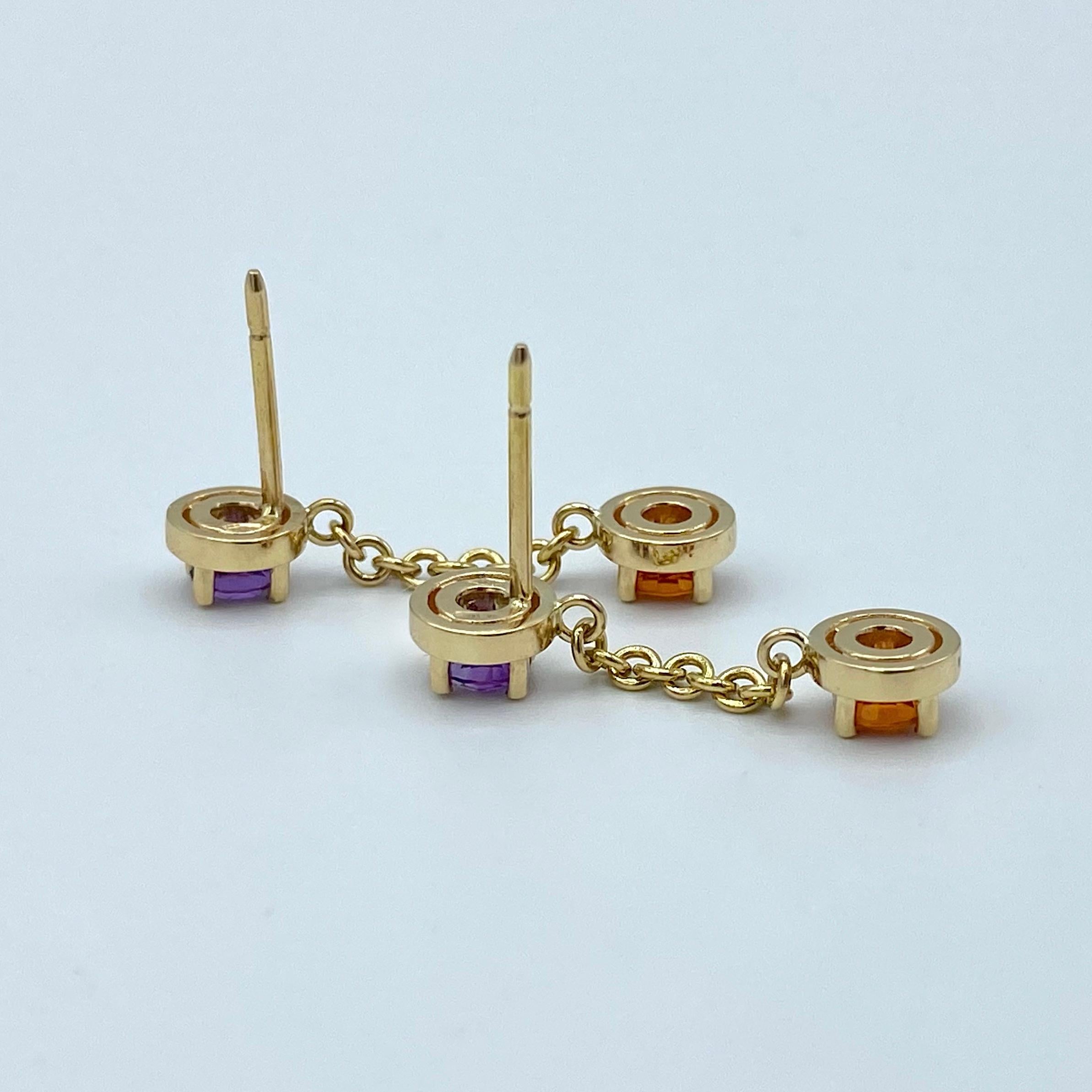 These earrings are one of the first pieces of the new color line.
They can be combined with some rings available in this shop (as you see in one of the images of this item)
They are handmade and the chain that connects the two stones is 1.5 cm long.