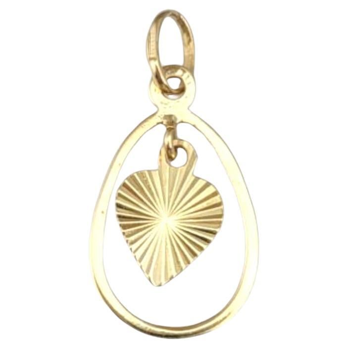 18 Karat Yellow Gold Dangle Heart Pendant #21638
