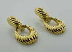 Versatile 18K Yellow Gold Door Knocker Convertible Earrings