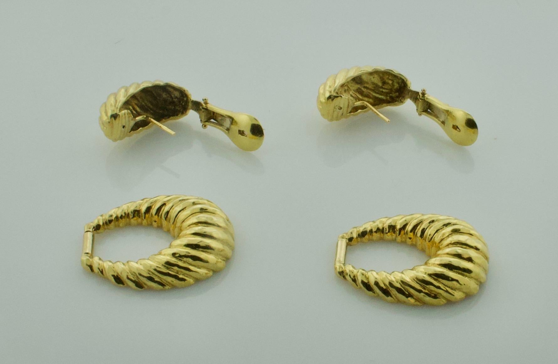 Versatile 18K Yellow Gold Door Knocker Convertible Earrings For Sale 1