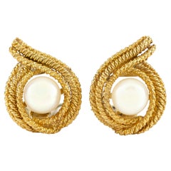 18 Karat Yellow Gold David Webb with Pearl Earrings 18 Karat Yellow Gold David Webb with Pearl Earrings