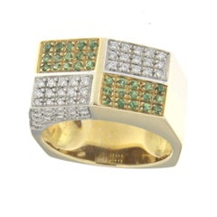 Anello in oro giallo 18 carati con diamanti bianchi e tsavorite - Micheletto