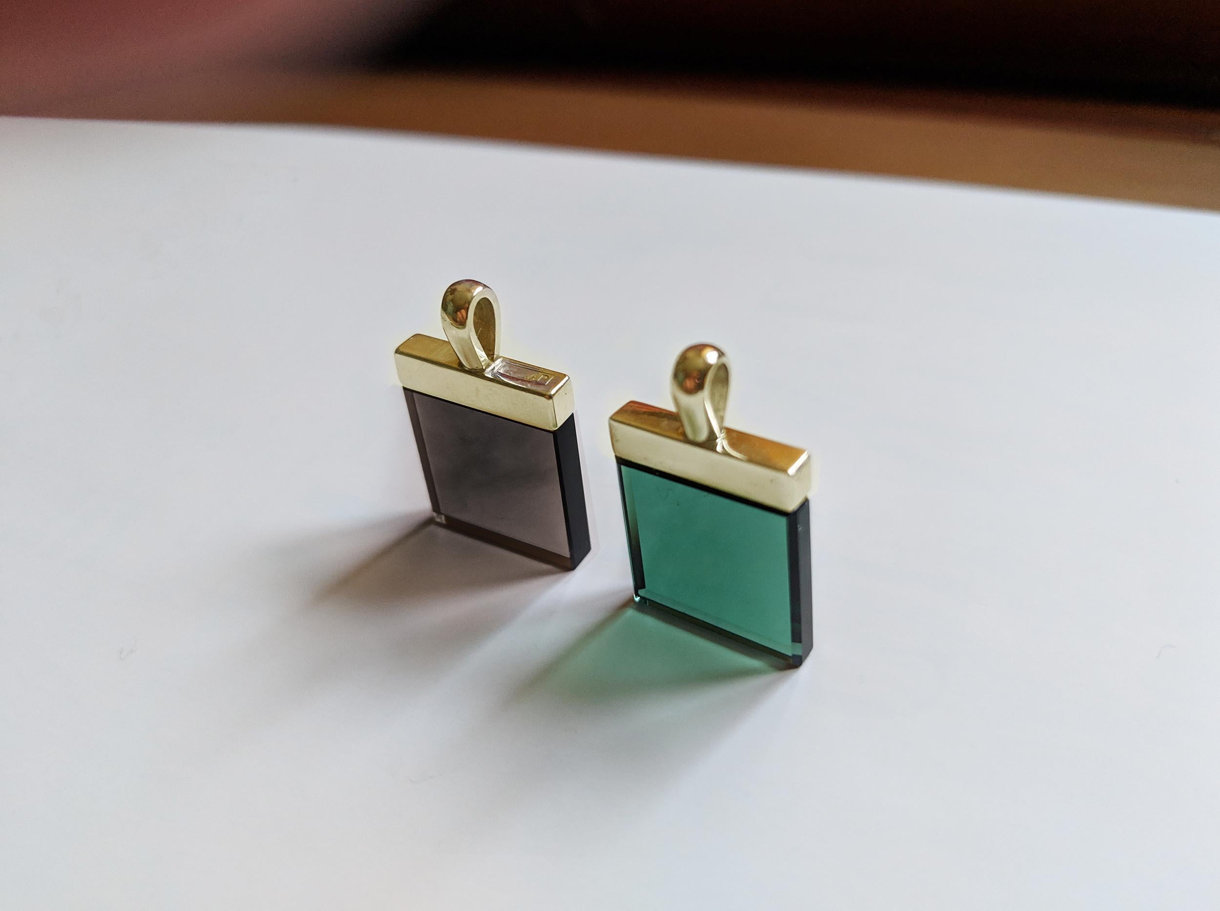 Featured in Vogue UA Yellow Gold Designer Pendant with Green Quartz In New Condition For Sale In Berlin, DE