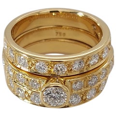 Retro 18kt Yellow Gold Detachable Diamond Ring and Engagement Ring