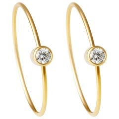 18 Karat Yellow Gold Diamond 0.1 Carat Hoop Pair of Earrings
