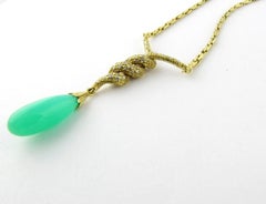 18 Karat Yellow Gold Diamond and Australian Jade/ Chrysoprase Necklace