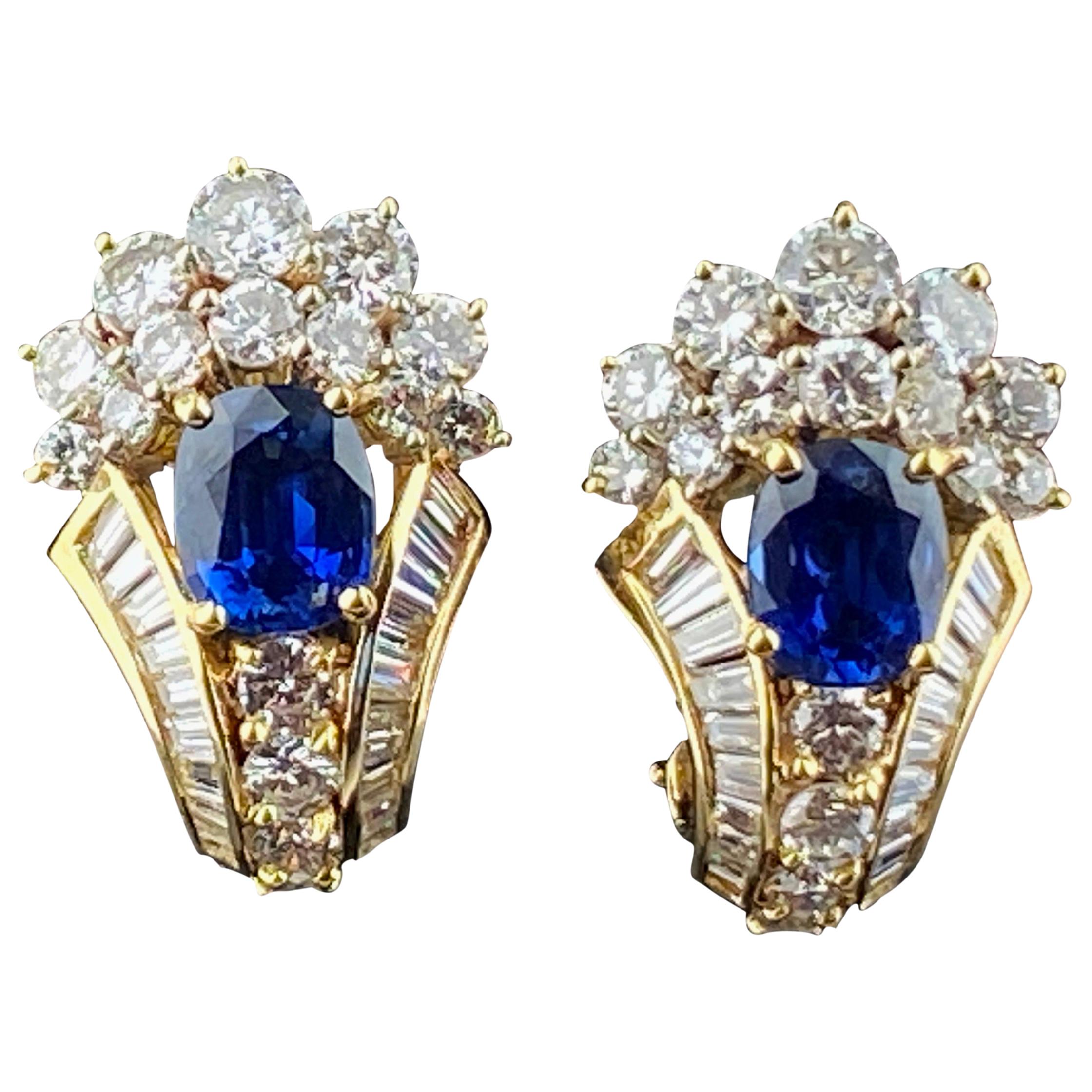 Sapphire Earrings Yellow Gold Stud Earrings Sapphires Solitaire Studs 