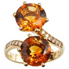 18 Karat Yellow Gold Diamond and Citrine Cocktail Ring