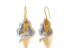 18 Karat Yellow Gold Diamond and Citrine Earrings