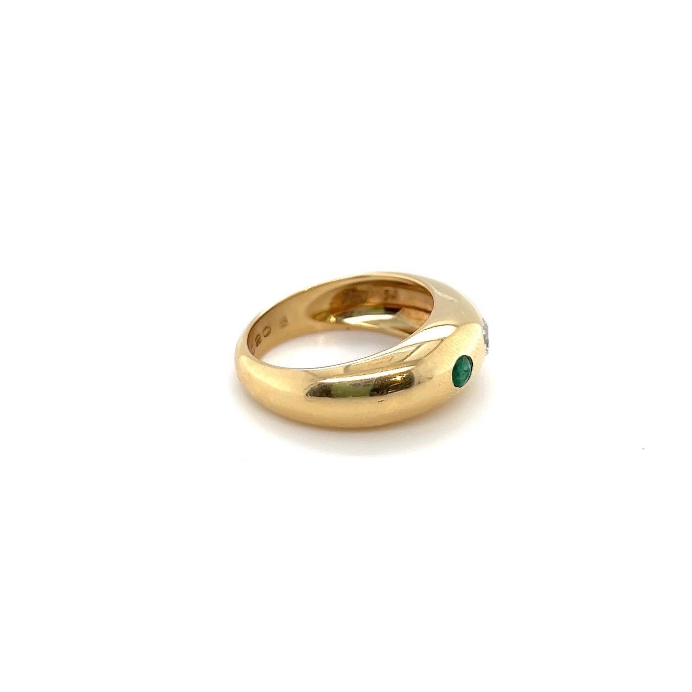 Modern 18 Karat Yellow Gold Diamond and Emerald Ring by Cartier