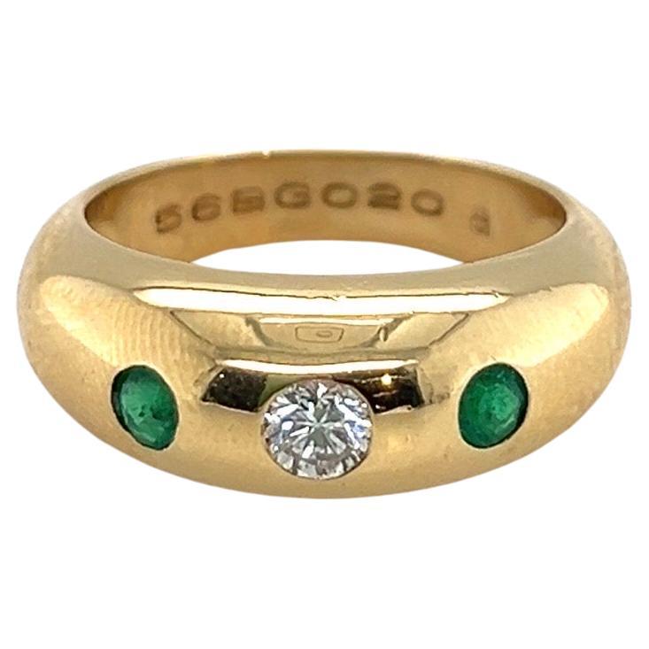 18 Karat Yellow Gold Diamond and Emerald Ring by Cartier