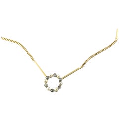 18 Karat Yellow Gold Diamond and Pearl Necklace