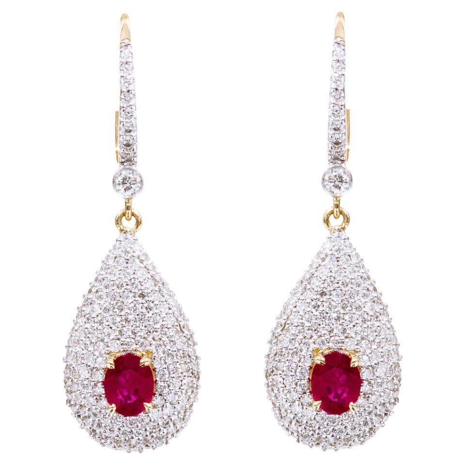 Antique Gold, Ruby, and Diamond Drop Earrings For Sale at 1stDibs ...