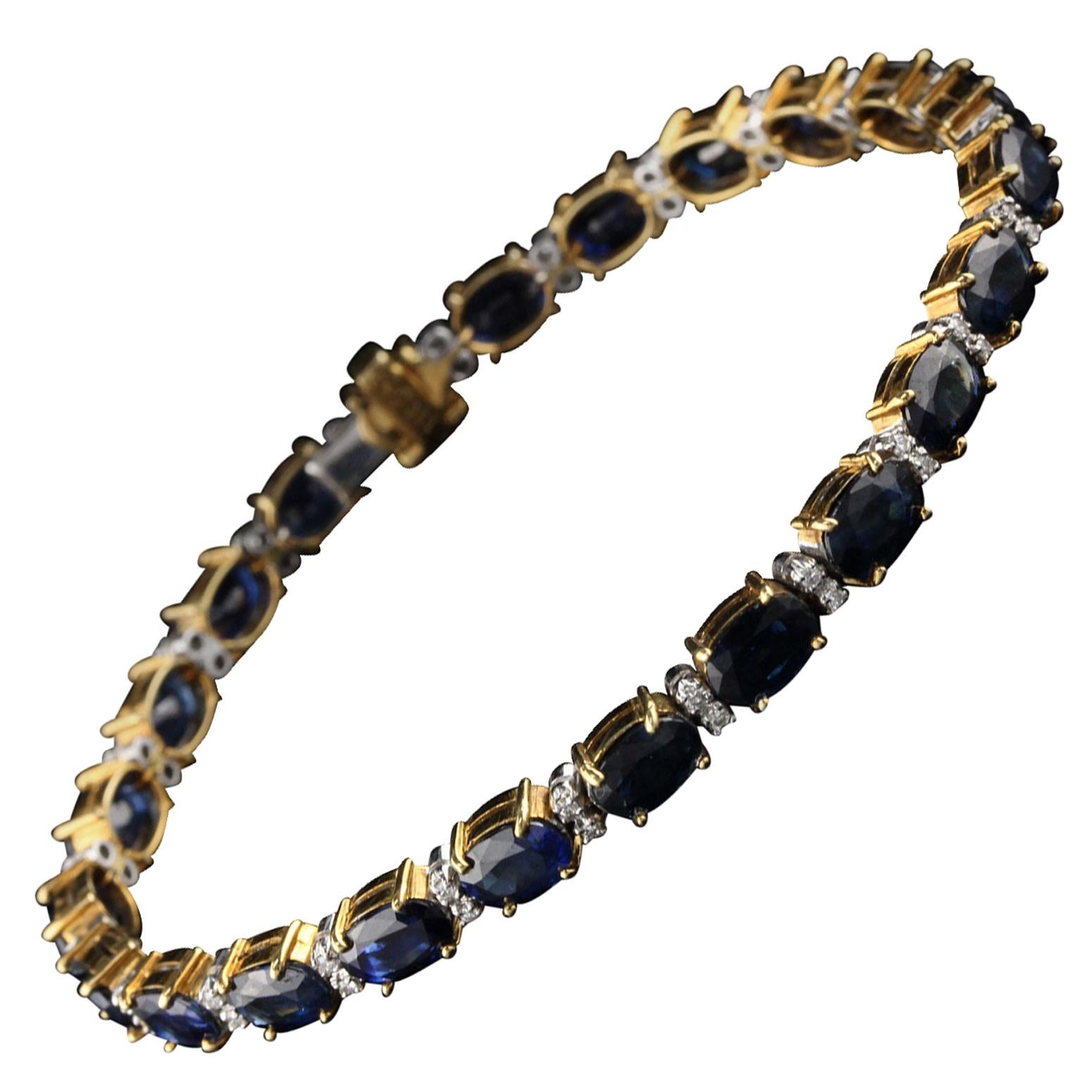 18 Karat Yellow Gold Diamond and Sapphire Bracelet