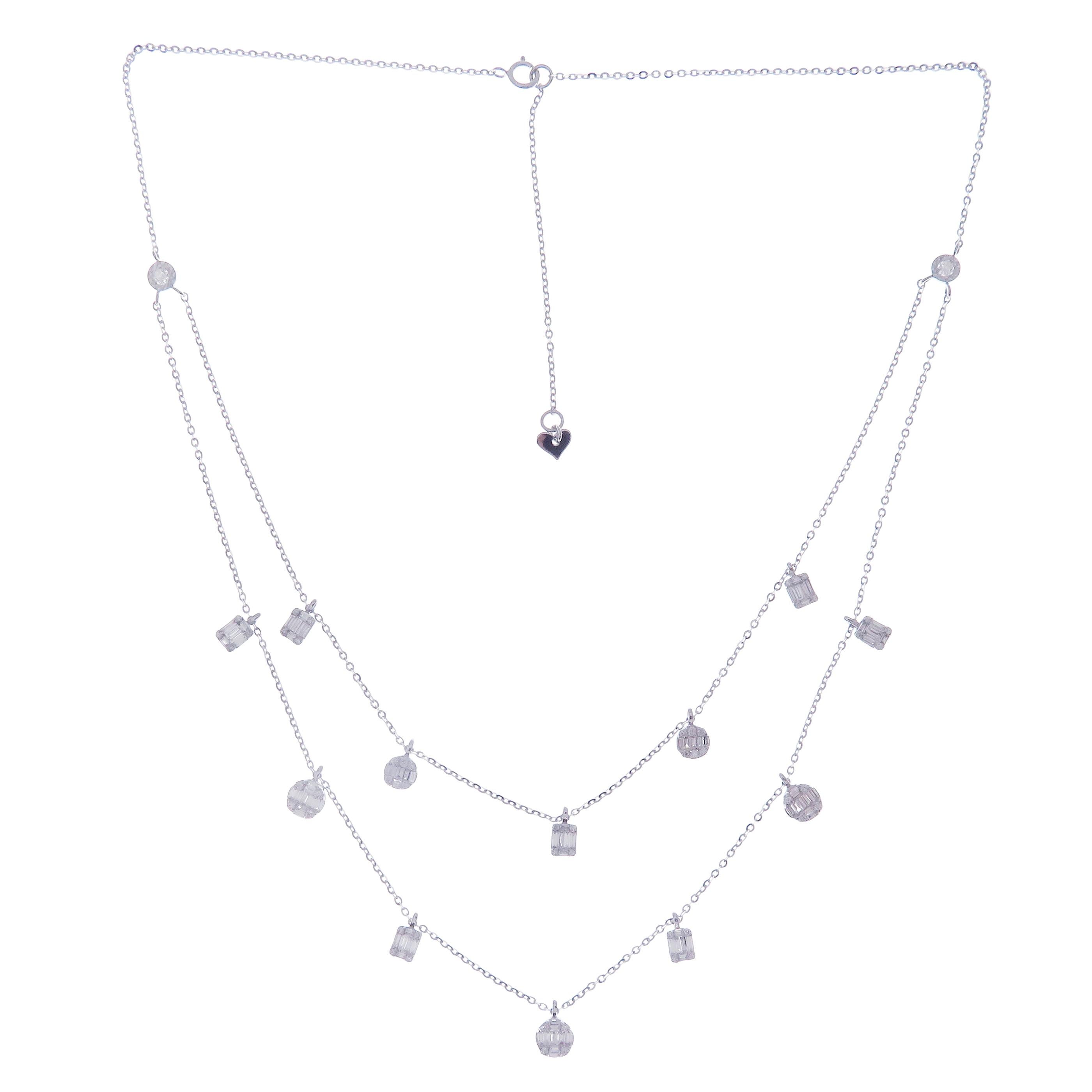 Collier DBY à double rang en or jaune 18 carats avec diamants baguettes en forme de poire Unisexe en vente
