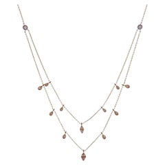 Collana DBY a doppio filo con diamante Baguette Marquise Pear in oro giallo 18 carati