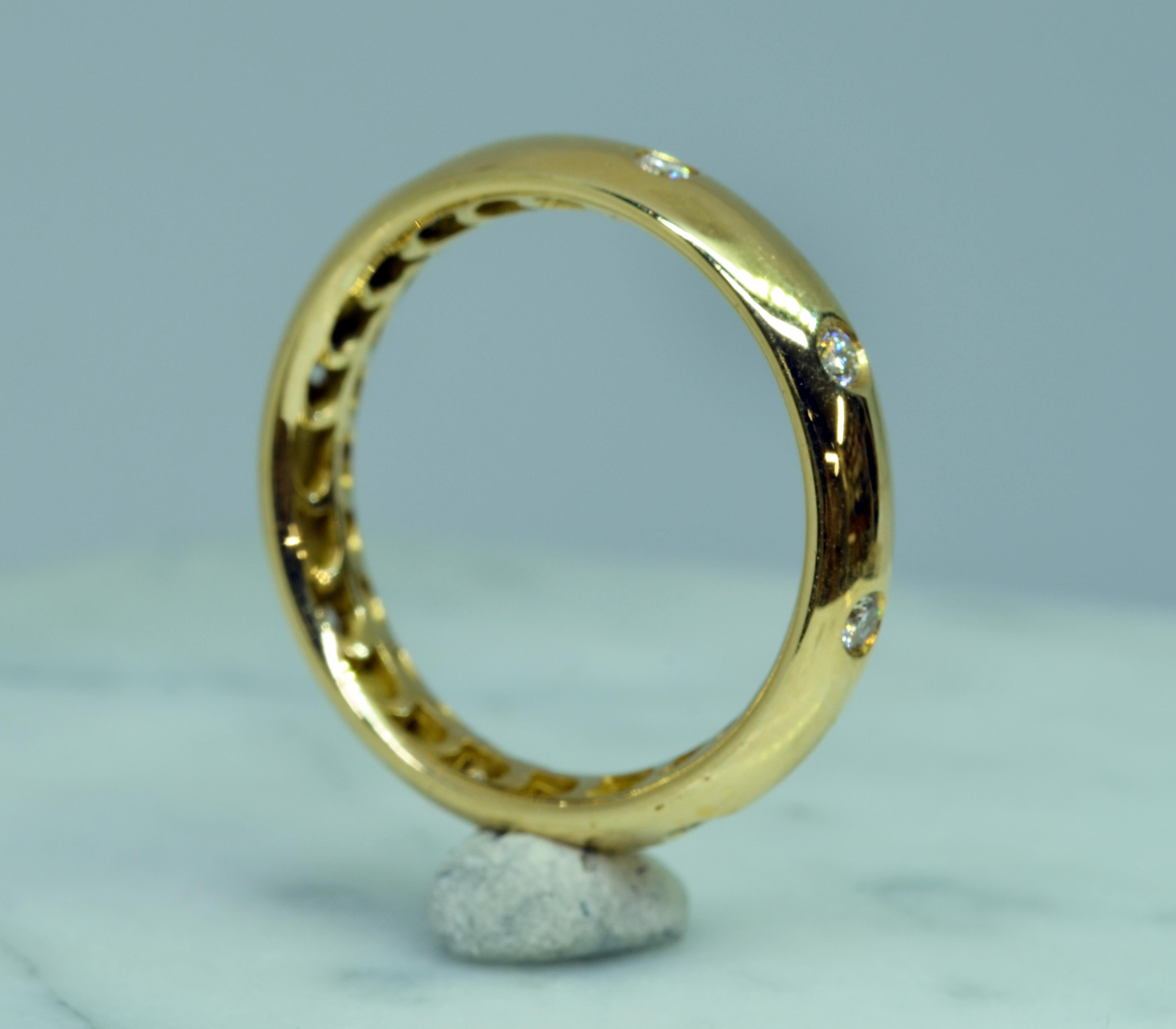 Artisan 18 Karat Yellow Gold Diamond Band For Sale