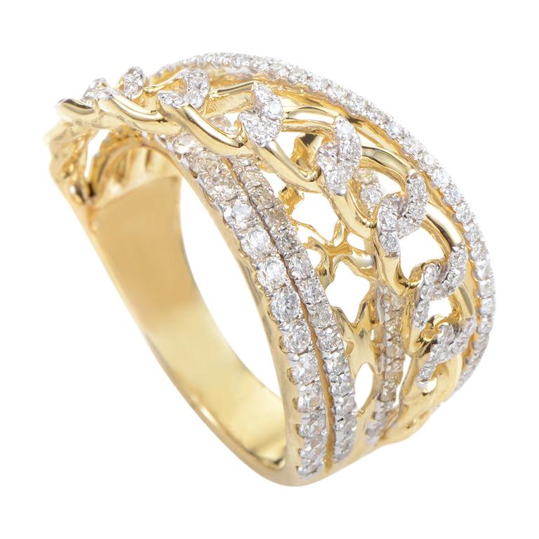 18 Karat Yellow Gold Diamond Band Ring For Sale