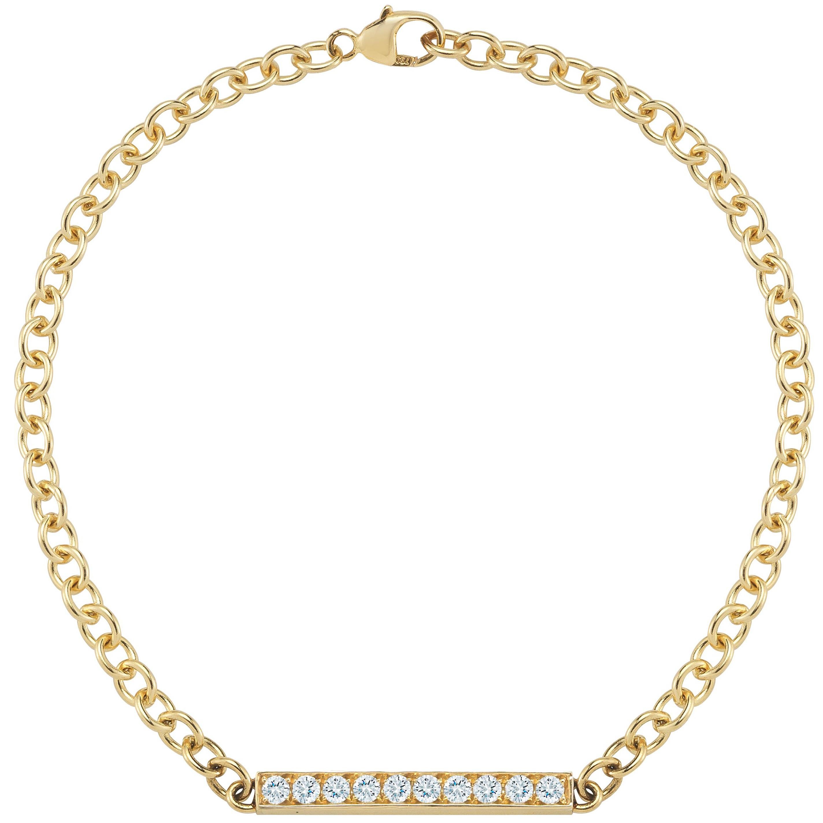 18 Karat Yellow Gold Diamond Bar Bracelet For Sale